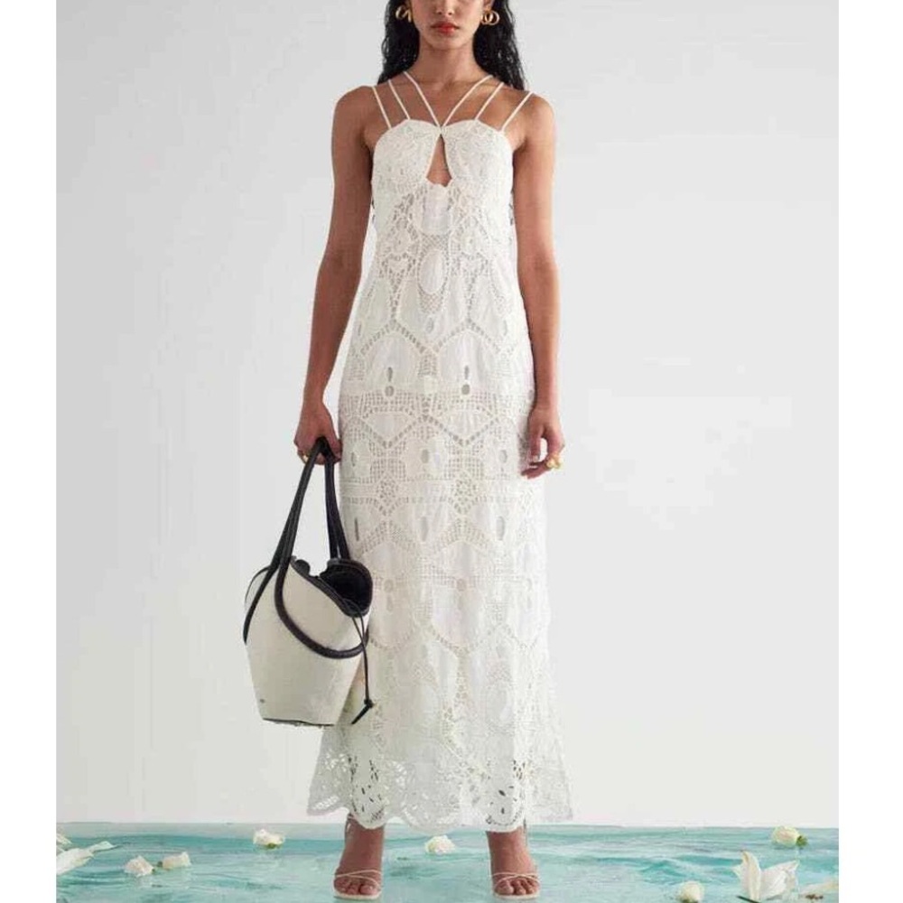 $598 Cult‎ Gaia Everly Crochet-Lace Midi-Dress size XS NWT